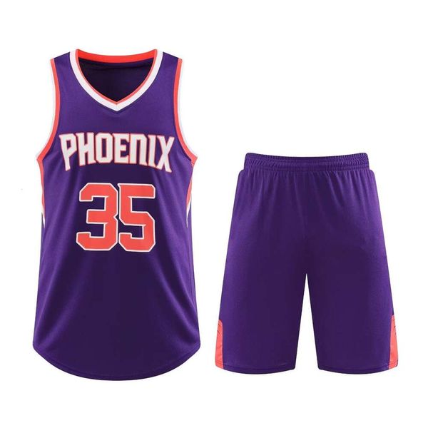 Jerseys de futebol Sun 35 Durant Basketball Suit Set Men's Team Uniform com bolsos nos dois lados M-5xl