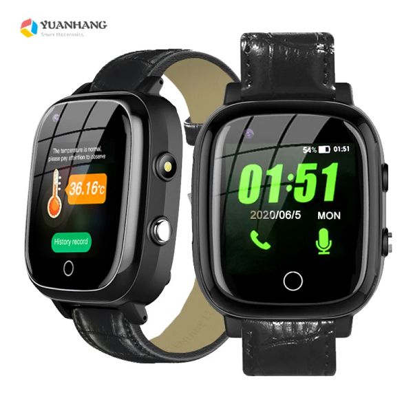 Smart 4G Video Chamada Assista a idosos Man Monitor de pressão arterial cardíaca GPS WiFi Trace Localize SOS Termômetro Smartwatch Smartwatch