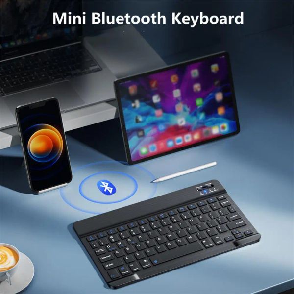 Klavyeler Kablosuz Mini Bluetooth Klavye 710 inç Taşınabilir PC Telefon Tablet Klavyeleri için Şarj Edilebilir Android iOS Windows için Oyun