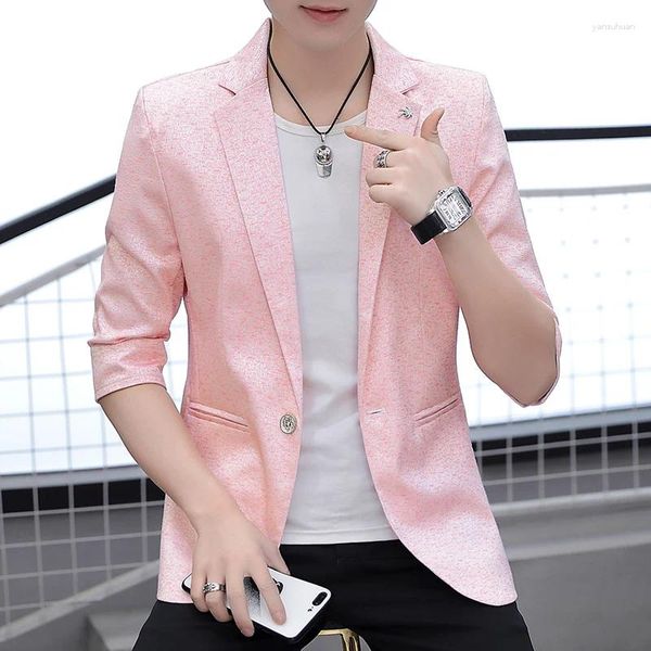 Abiti da uomo da uomo Blazer Blazer a mezza manica vestiti Slip Fit Spring Quality Casual Morbero Copertutto Terno Masculino