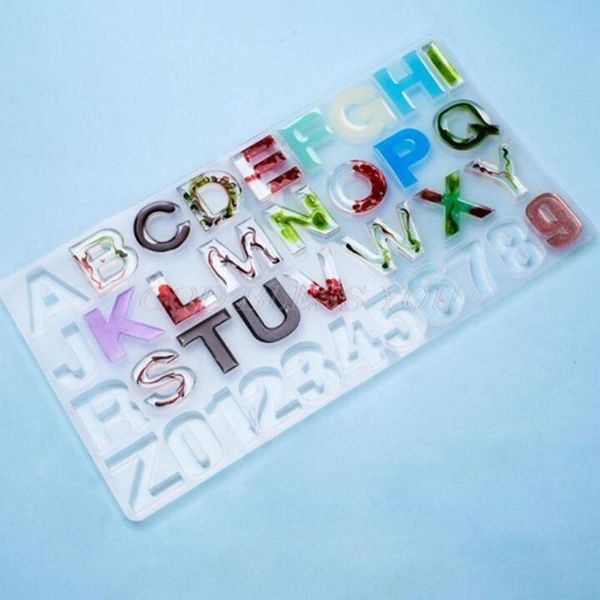 1 Set Crystal Epoxy Harzform Alphabet Buchstabe Nummer Anhänger Gießen Silikonform DIY Handwerk Schlüsselbundwerkzeug Drop Ship