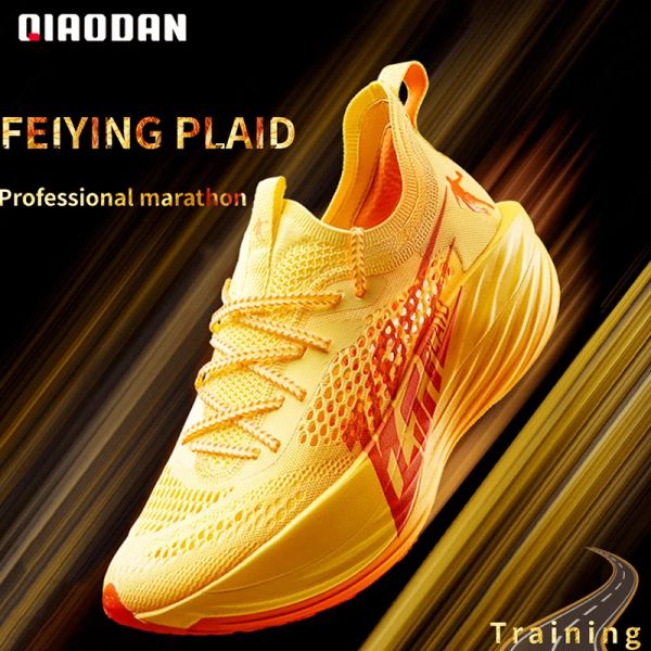 Stivali Qiaodan Feiying Scarpe da corsa professionale a quadri per uomini 2023 Nuova piastra di carbone Maratona Assorbimento di sneaker BM23230290T