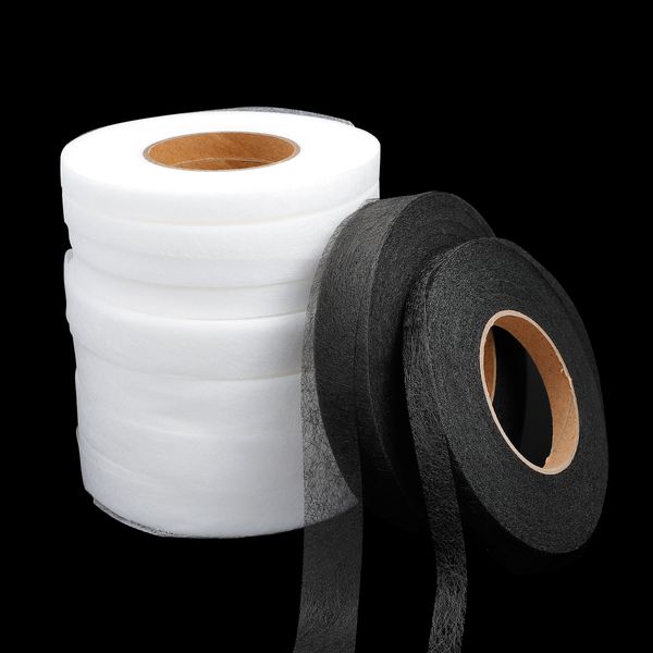 70 Yards pretos brancos pretos de dupla face de costura adesivo fita adesiva de pano fusível fusível fita de tecido DIY retalhos de retalhos