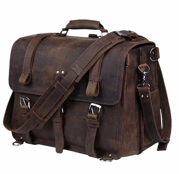 Hochkapazität Laptop Rucksack Aktentasche Echtes Lederbeutel Herren Schulter Dual Gebrauch Busin Outdoor Männer tte männlich c3rw#