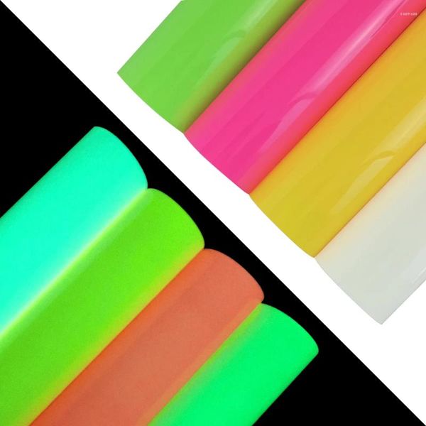 Adesivos de janela 3d Puff HTV Transfer Film Glow in the Dark Luminous Iron em roupas de camiseta para Cricut cameo 25x20cm Folha de cores