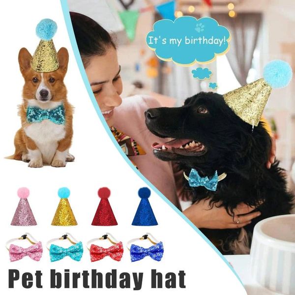 Abbigliamento per cani 1 set copricapo cappelli da compagnia per animali domestici Tie decorazioni stella glitter party paggesate abiti da cappello da cappello costume gatto w2n1