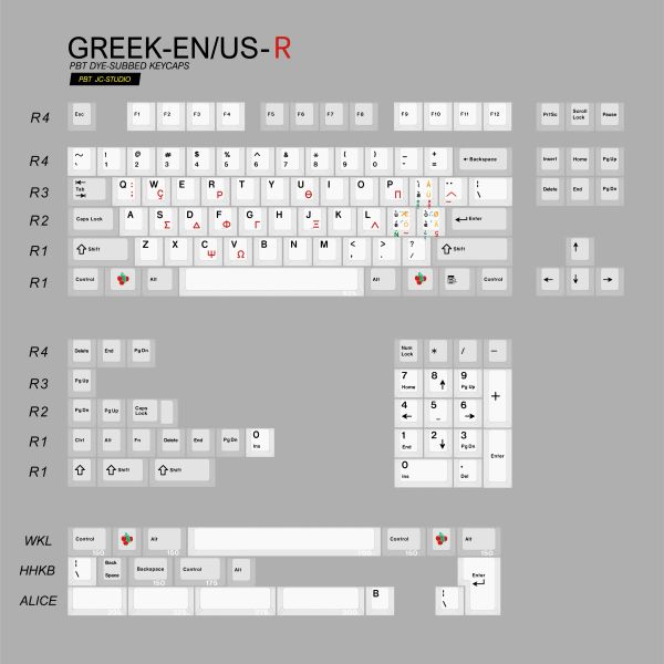 Accessoires JC Studio Mechanische Tastatur DIY Keycaps Greek Sub Legende Griechen Thema PBT -Tastatur Farbstoff Sublimation Kirschprofil