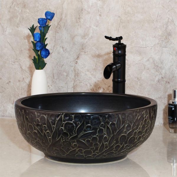 Lavandino da bagno lavandino ceramico per lavandino vanità set di rubinetti in ottone miscelatore a tappo a tappo a taglio di lavabo set miscelatore bacino a cascata di bambù