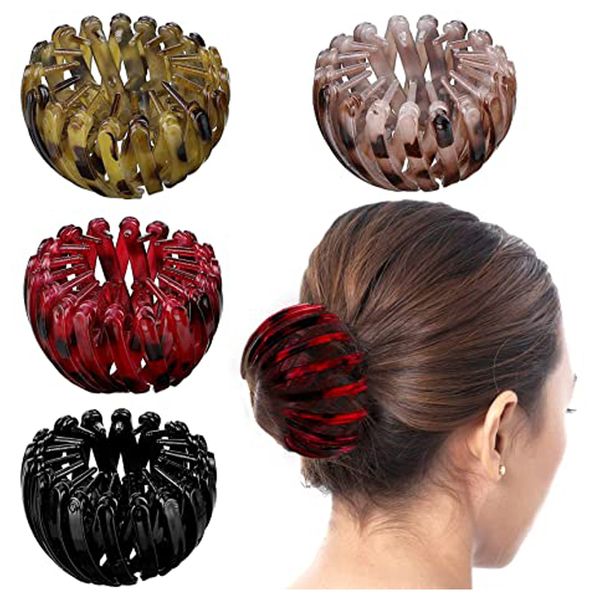 Retraktierbare Haarschleifen Erweiterbares Pferdeschwanzhalter Clip Vogel Nistform Donut Bun Maker Accessoire Friseur Tool für Frauen