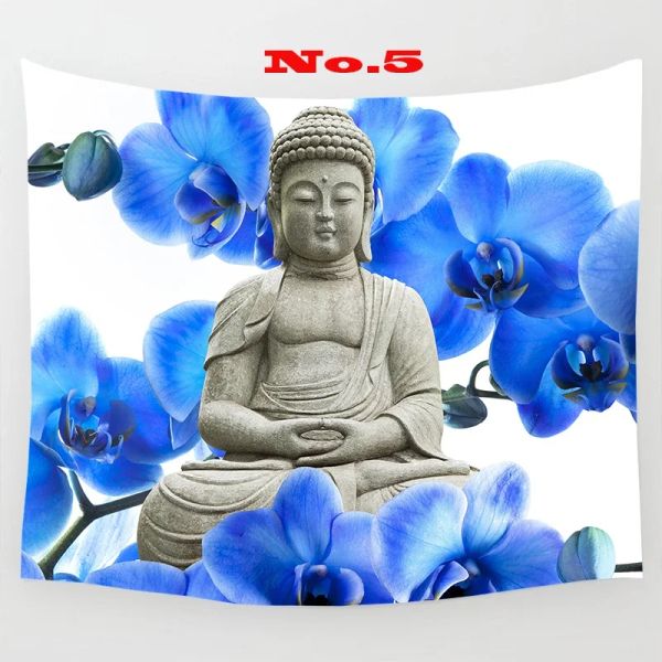 Abstract Buddha Zen Wall Arazzo solenne Buddh Orchid Wall Tapesetria sospesa Tapestri di poliestere stampato Decor home