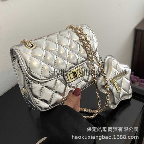 Сумки на плечах мешки мешки с цепью Lingge Womens Crossbody 2024 Новая летняя универсальная мощность.