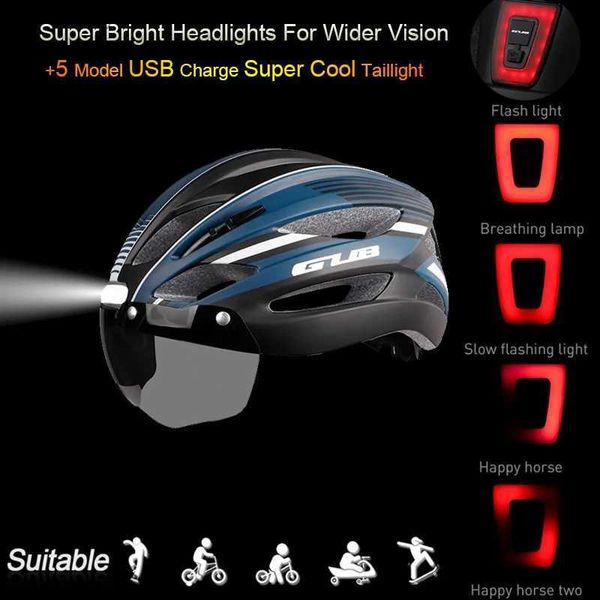 Cycling Helme Gub Light Cycling Helm Ultraleicher MTB Road Bicyc Helme Magnetic Goggs ns Nacht Warnung Rücklicht Outdoor -Sicherheitskappe l L48