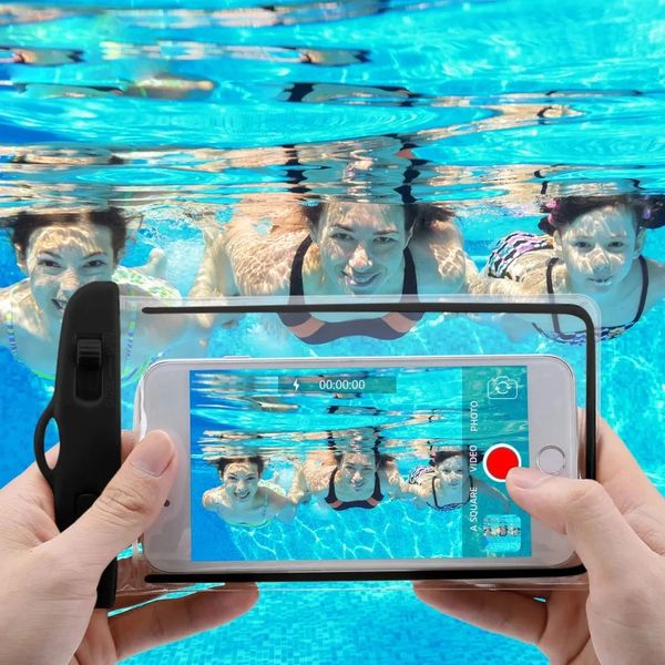 Saco de telefone móvel universal transparente à prova d'água de três camadas seladas Pesca de praia de praia debaixo d'água de 6 polegadas SACO seco 240409