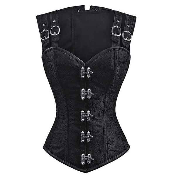 Espartilho de tanque de atacado Faux Synthetic Leatier Bustier Gothic Gorset Front Fivere Rivet Korsett para mulheres Korse Outfit S-xxl