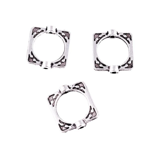 Metal Antique Tibeta Silver Square Spacer Breads Frames Connector Diy Jewelry Crafts Fazendo acessórios feitos à mão