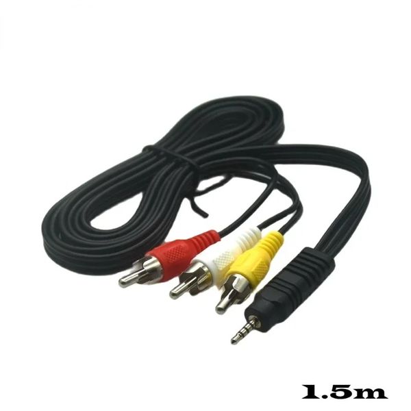 2024 2,5 mm Jack a 3 x RCA Phono Lead Audio / Video AV Cable 2,5mm para AV Video Cable para mídia líquida 1,5m 1. Para cabo de vídeo de áudio