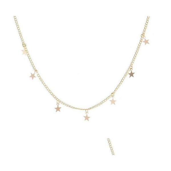 Chokers Star Choker Halskette Sier Gold Pentagramm Halsketten Kragen Kette Frauen Mode Hip Hop Schmuck Abgabe Anhänger Dhcrv