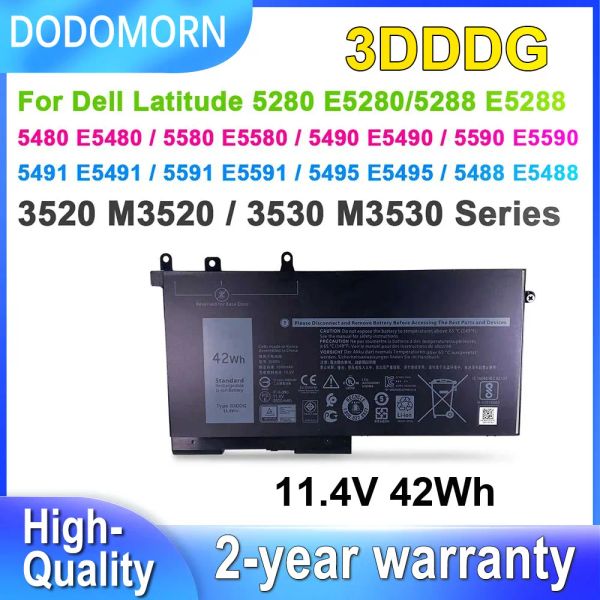 Baterias Dodomorn 3dddg 93ftf Bateria de laptop para Dell Latitude 5280 5288 5480 5490 5590 5491 5591 5495 M3520 M3530 E5280 E5480 11.4V 42WH