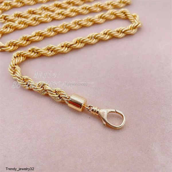 Colares pendentes Cadeia de corda de ouro maciço para homens AU750 Gold Jewelry Jewelry Ideia de presente personalizada com cadeia de ouro real AU750