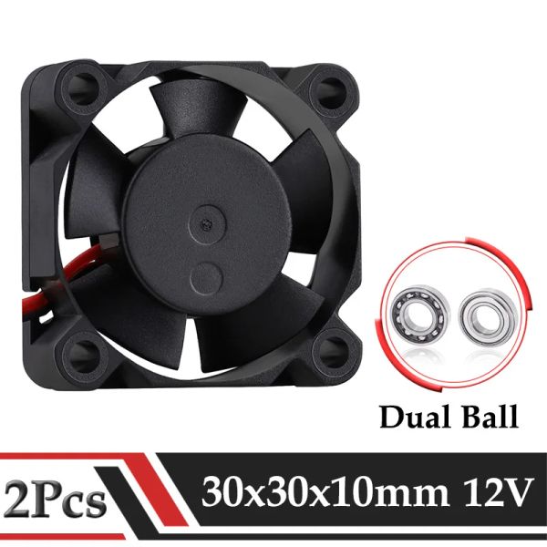 Kühlung 2 PCs Gdstime DC 12V -Lüfter 30mm 3010 Dual Kugellager 3D -Drucker Hochgeschwindigkeitskühler 30 mmx10 mm 3 cm Mikro -Laptop -Kühllüfter