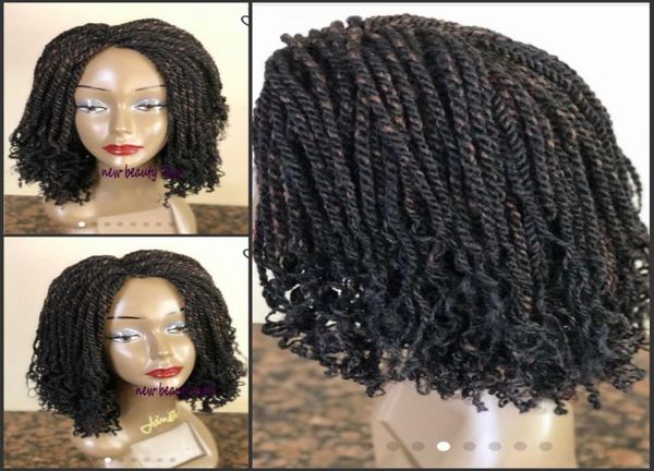 Высококачественные черные синтетические короткие волосы из странного парика 180density плетеные кружевные кружевные парики для чернокожих женщин с ребенком H8206270