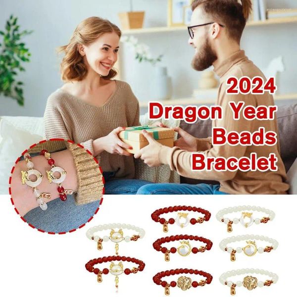 Braccialetti di fascino braccialetto drago per donne fatte a mano in giada in perline di corda rossa fortunata uomini digi di gioielli per la fortuna anno 2024 x3p8