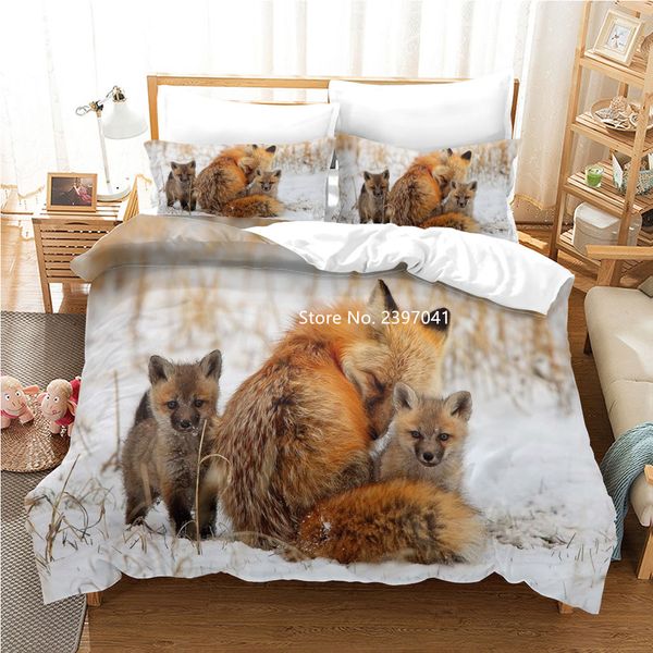 Fox Animal Muster Kinder Erwachsene Bettwäsche Set hochwertiger Quilt -Abdeckung Kissenbezug Königin King Mehrere Größen zur Bestellung zur Verfügung