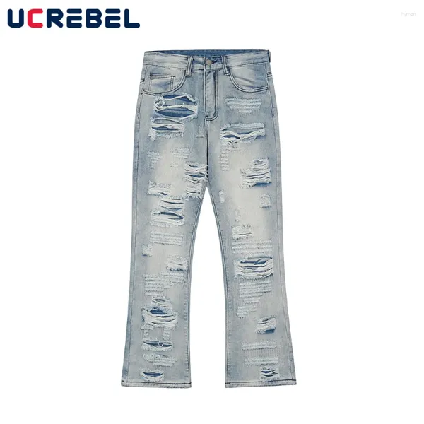 Herren Jeans zerrissen die Denimhosen Herren Sommer gewaschener verzweifelter High Street lose Flare