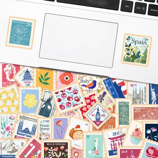 10/50pcs Vintage Retro Travel Stamp adesivos Scrapbook Scrapbook Telezer em laptop Diy Diy Waterproof Sticks Decals infantis brinquedos infantis