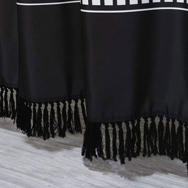 Cortina de chuveiro geométrico branco preto com borlas de borlas de banho espessa à prova d'água para banheira de banheira capa de banho 180x180cm