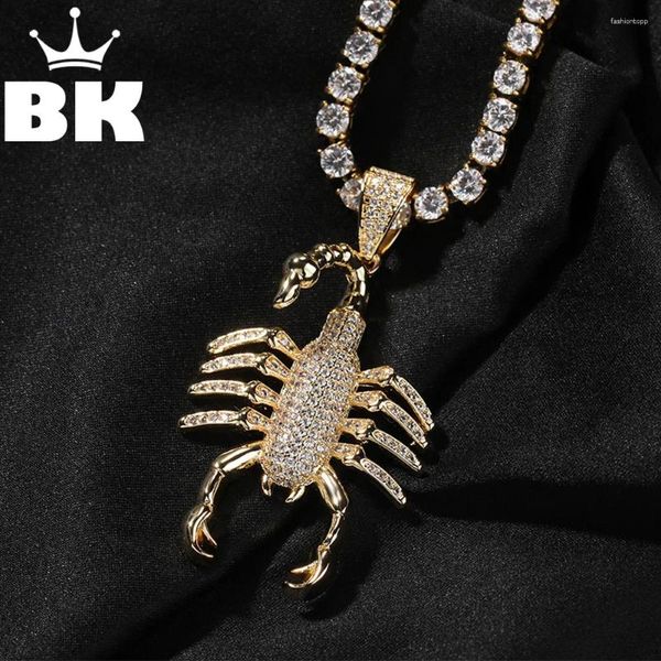 Colar de pingente o colar de escorpião cúbico de zircão cúbico para homens para homens punk 3d charme gelado moda de hip hop jóias