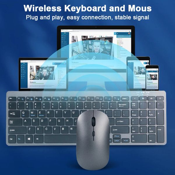 Combos 99 Tasten Ergonomische drahtlose Keyboard Bluetooth Compatible Wireless Keyboard Maus Kombination in voller Größe mit Zahlenpolster für Home Ofiice