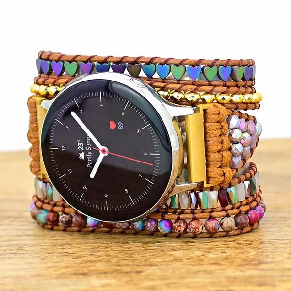 22 мм 20 мм ремешка для Samsung Galaxy Watch 4 3 41 45 мм Active 2 полоса GT2 GT3PRO Boho Natural Stone Band Bip GTS 2 2E GTR