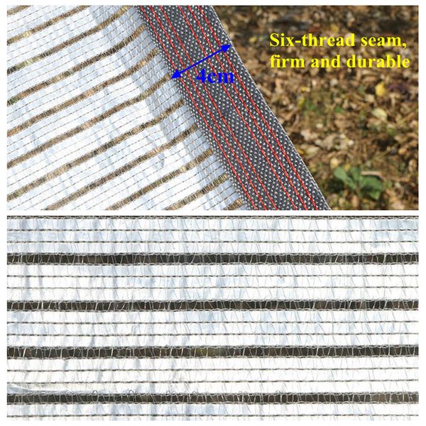 Aluminiumfolie Sonnenschutznetz Anti-UV-HDPE Sukkulente Pflanzenschattierung Net Outdoor Schwimmbad Sonnenschatten Stoffmarke Schattenrate 75%
