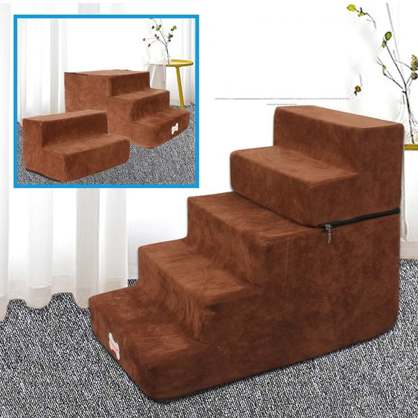 3 camadas escadas de cães de estimação Passo de flanela dobrável Pet -escalada Assembléia de escalada Removível Sofá de cachorro escadas de cachorro Passos