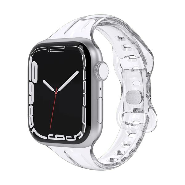 Per Apple Watch Band 41mm 40mm 38mm 45mm 44 Women Girl Clear Slim Sling Silicone Strap per IWatch Serie 7/6/SE/5/4/3