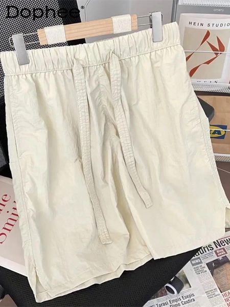 Herren Shorts 2024 Frühlings Sommer Solid Color Casos Straight Loose Sports Oberbekleidung Schnelltrockne Knielänge Hosen