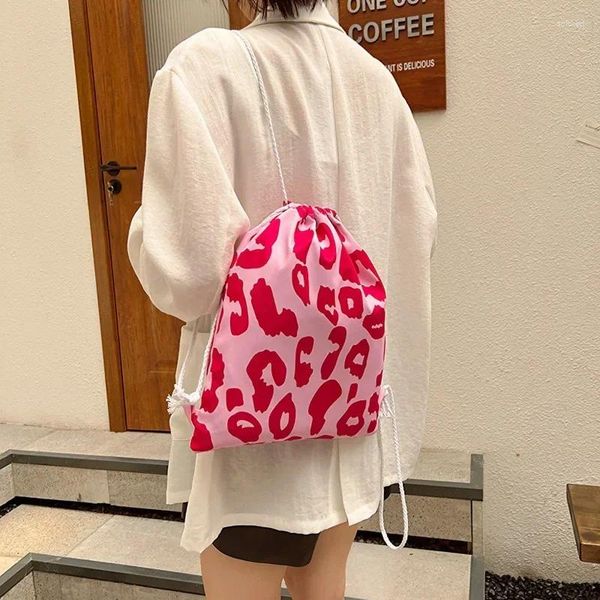 Alışveriş çantaları kadın sırt çantası moda çiçek gündelik ip kadın kız çizim kitapları sundries depolama okul arka paketi genç için