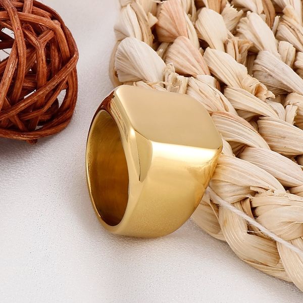 Anel de aço inoxidável quadrado brilhante anel de fundição Men anéis de dedo anéis de ouro