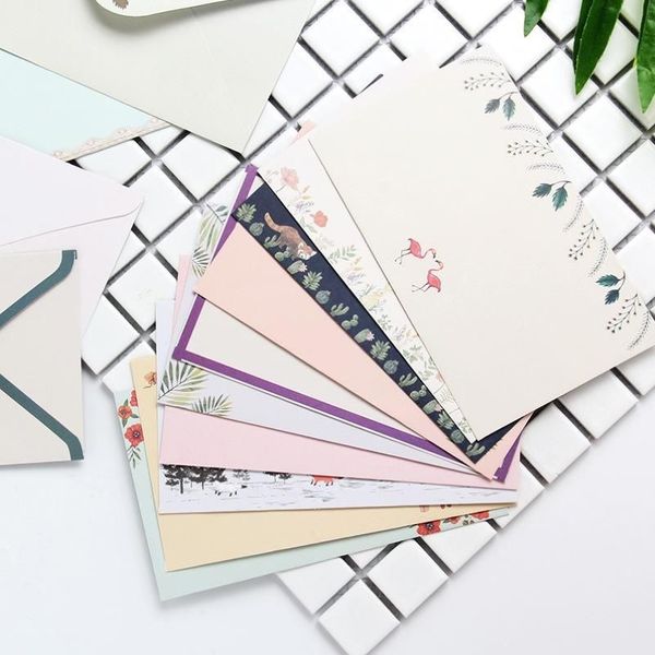 Wrap regalo 6pcs A5 Letter Writing Paper 3PCS Busta carta Set di una linea di fiori adorabile Pagina Literary Style Stationery245u