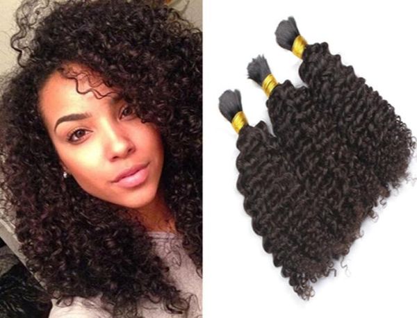 Brasileiro Afro Kinky Curly Human Braiding Hair 9A 3pcs Lot sem gravação BULKES PARA OS AFRICANOS ARFICANOS NATURAIS CABELOS NATURAIS 4060205