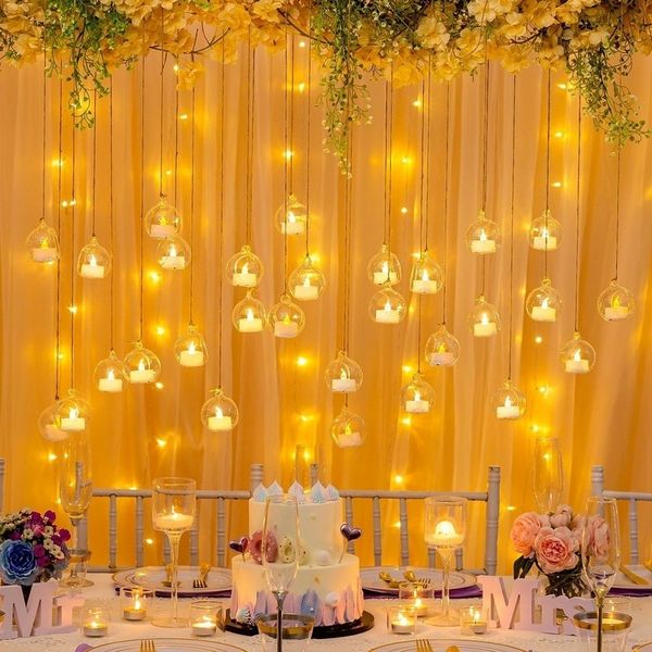 3/6/12 pezzi in vetro sospeso Globe Creative Candele Creative Candele con candela a LED per la festa di nozze a casa Decoraggio esterno interno