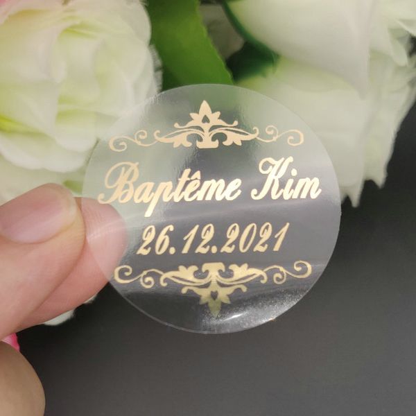 100 adesivi trasparenti personalizzati per lamina oro lucido personalizzato per la circoncisione dell'anniversario del matrimonio del battesimo di Hennaday