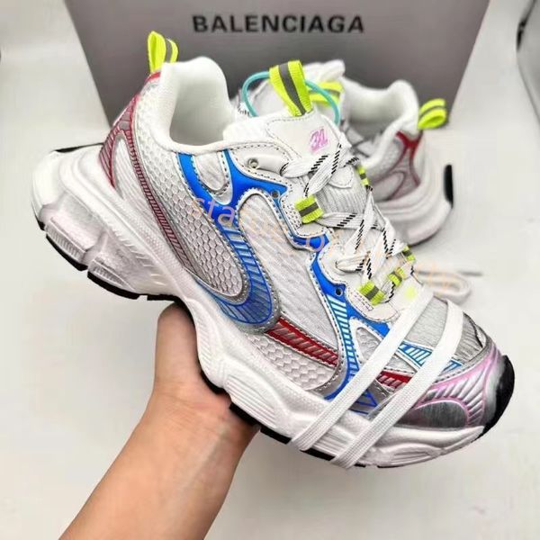 2024 Nuove donne maschi casual Designer Shoes Track 3xl Phantom Sneakers Pink Nylon Mesh Neon Giallo Blue Tracce Blue Rose Gold Black Runners Tripli allenatori di suola piatta R7