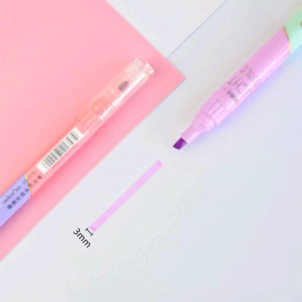 6 pezzi Penne di evidenziatore a doppia punta Kawaii Candy Color Manga Marker fai -da -te Pastel Highlighter Set di cancelleria coreana