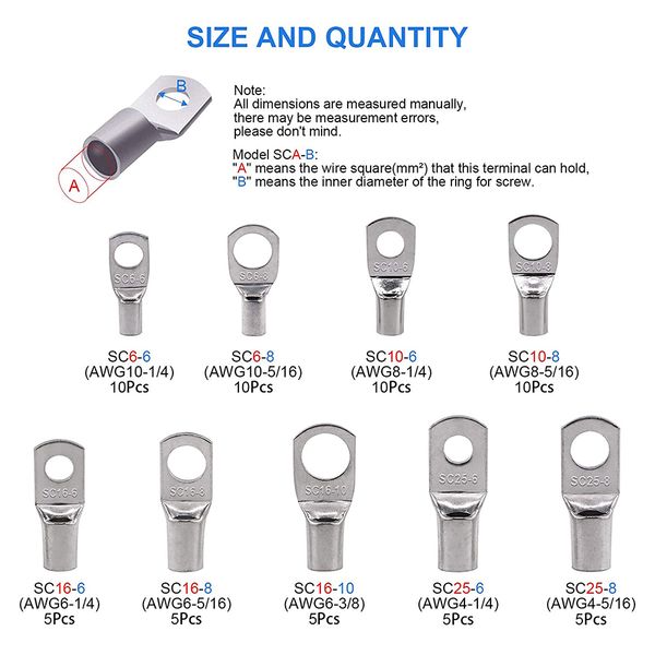 Categoria 65 Concreto do nariz de cobre Anel do cabo de crimp Conector Split LUG SC Terminal Kit