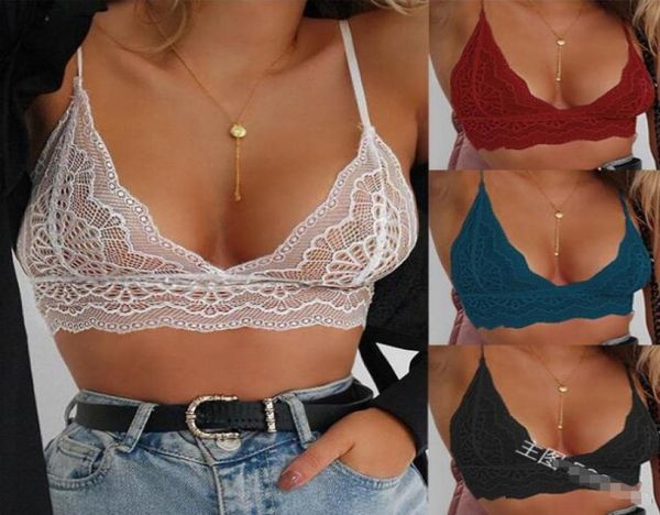 Ganzeasle 3 Farben sexy Spitze BH Frauen Blumen Spitze Bralette Bustier Club Party Dame Sommer Casual Lace Crop Tops BH Shirts F0585019195