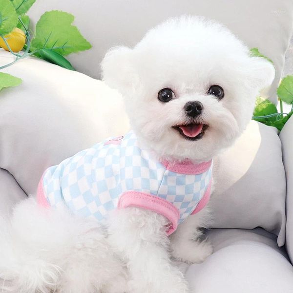 Dog Apparel Pet Plaid Colet Summer Fino Style Leggings Teddy Pullover macio do que Ur Bear T-Shirt Puppy Roupas respiráveis xs-xl