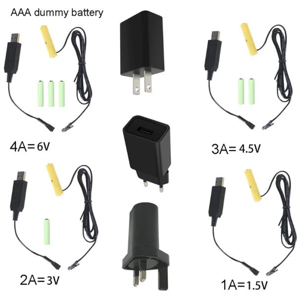 Radio rimovibile 14pcs AAA Battery Eliminator + 2A Adattatore di alimentazione USB Kit per orologio luminoso a LED Radio Toys Sensor Sensor Sensor Sprofrush