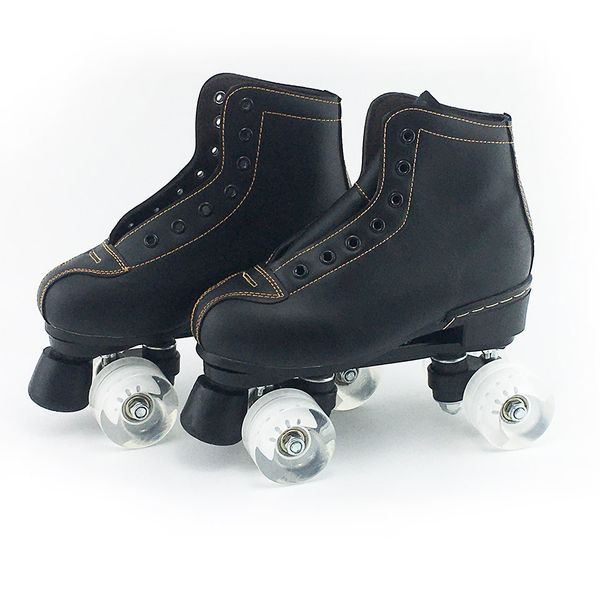 Japy Artificial Leather Roller Patins Double Line Skates Mulheres homens adultos de dois tênis de patins de linha Patines com rodas brancas PU 4